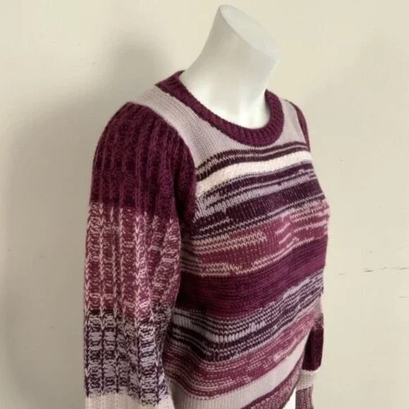 Splendid Collection Sweater S Purple Multi Raya Stripe Wool Blend